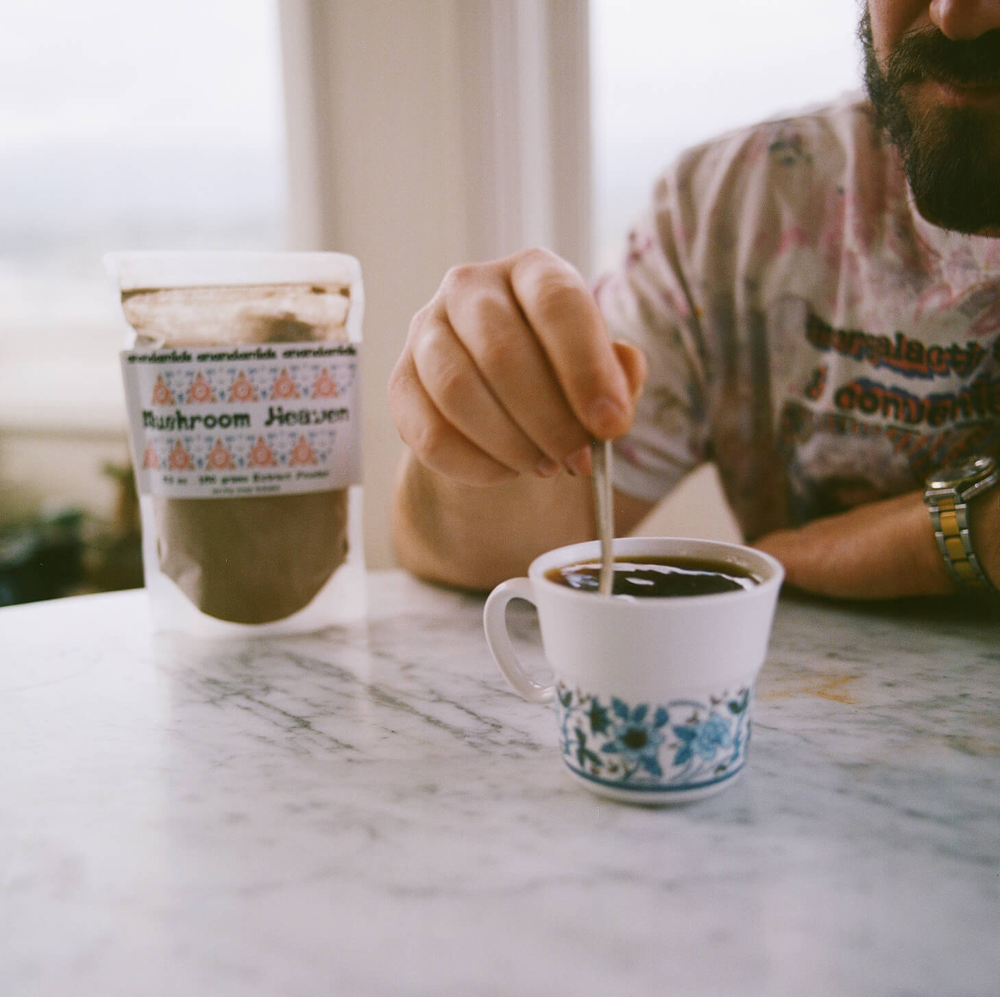 Mushroom Heaven OG Recipe bottles and tea preparation set with six medicinal mushroom extracts